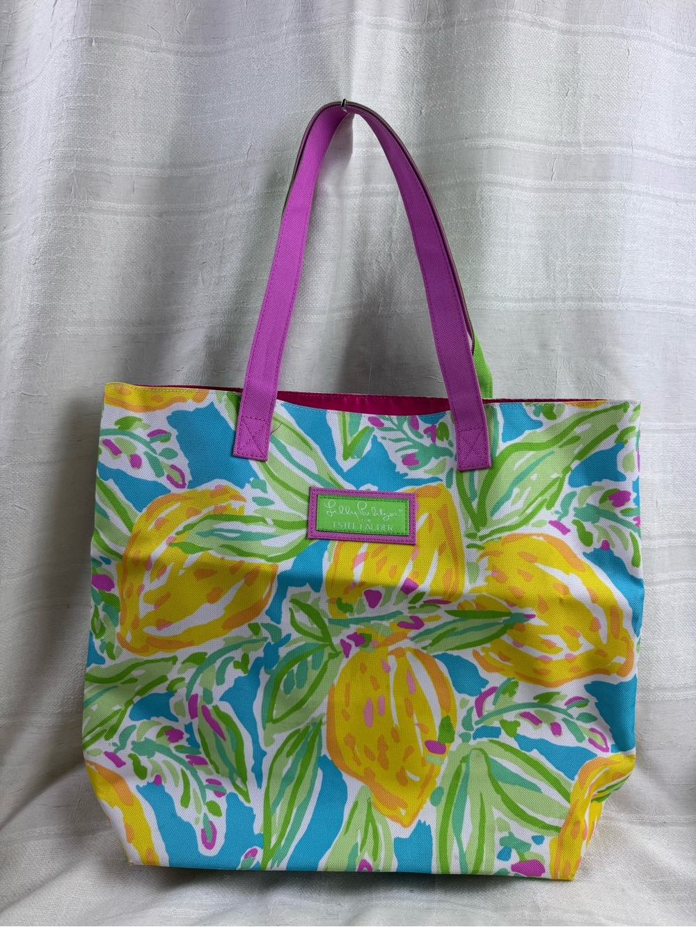 New Lilly Pulitzer For Estee Lauder Tote Bag, Watercolor Lemons Beach